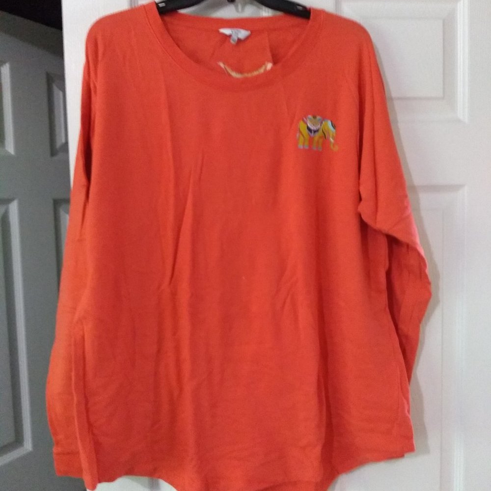 XXL Crown & Ivy Orange Elephant Sweatshirt